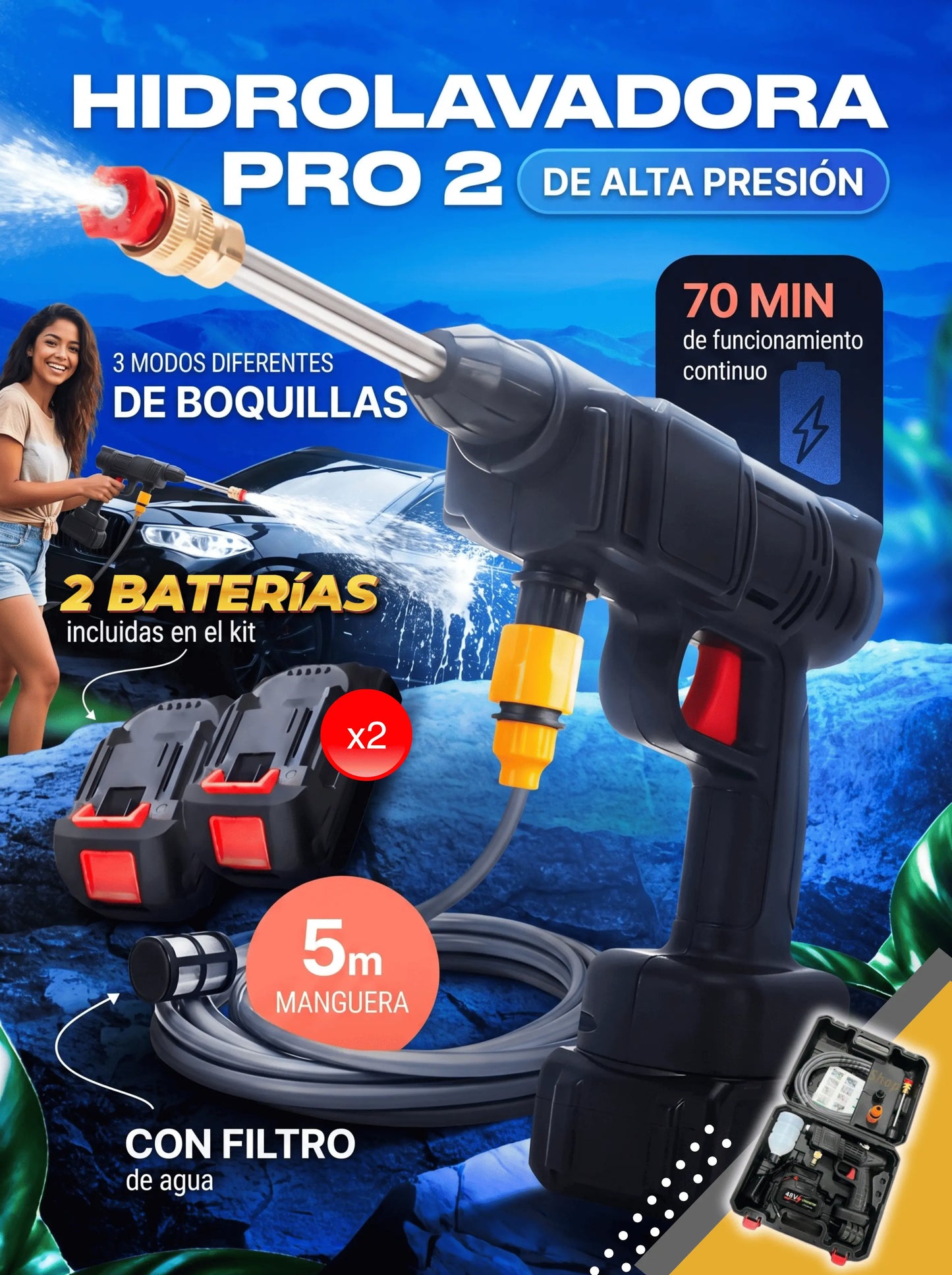 Hidrolavadora Pro 2 - Doble Batería (+700vt)⚡💦